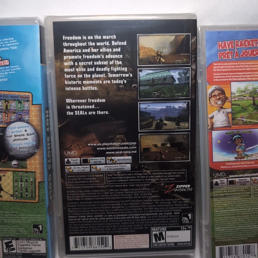 3x NIB PSP: Hot Shots Golf, Tennis, SOCOM U.S. Navy SEALs Fireteam Bravo SEALED